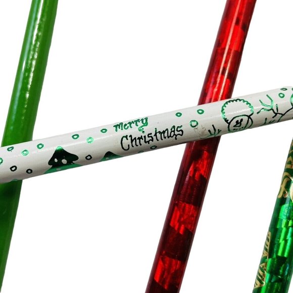 Wood Pencils Candy Cane Tree Star Holiday Unused Vintage Christmas Shaped Lot 7 - Picture 5 of 12